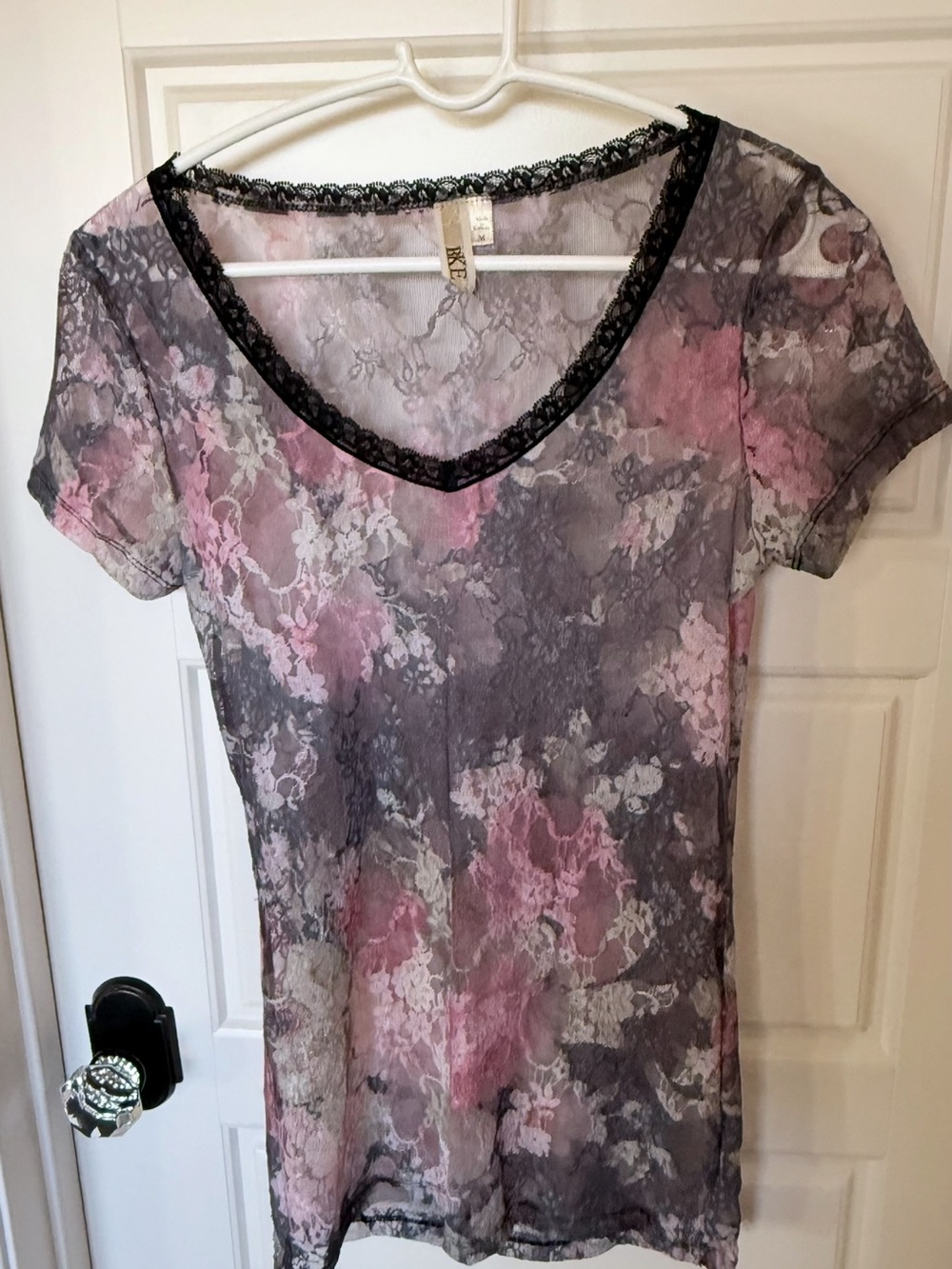 Y2K BKE Floral Lace Print Top - Medium